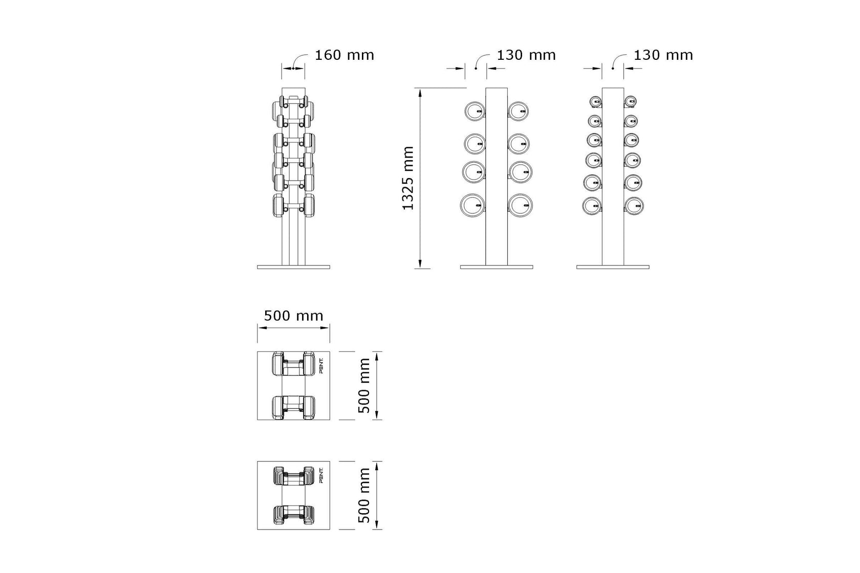 COLMIA™ SET - DUMBBELLS WITH VERTICAL RACK